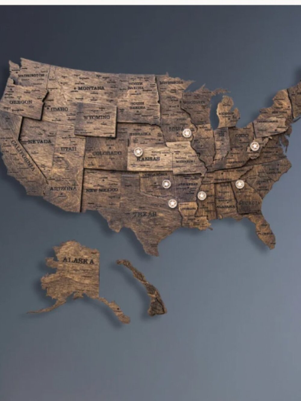 Wood map of the United States - wall decor - Picture 3 of 3